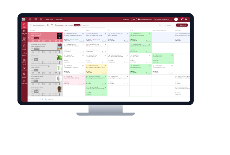 NxtEdge vendor price comparison dashboard showing best price side-by-side across purveyors