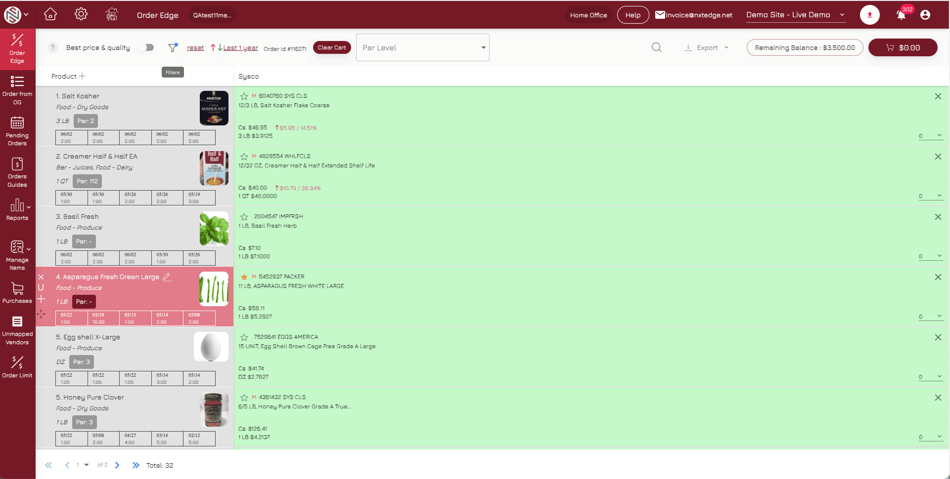 NxtEdge How Orders Are Submitted on desktop